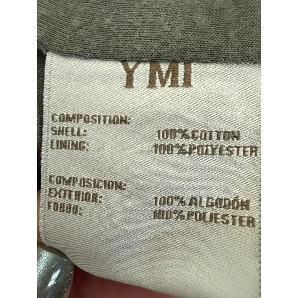 YMI Army Green Cinch Waist Hooded Vest Size Large - Picture 5 of 6